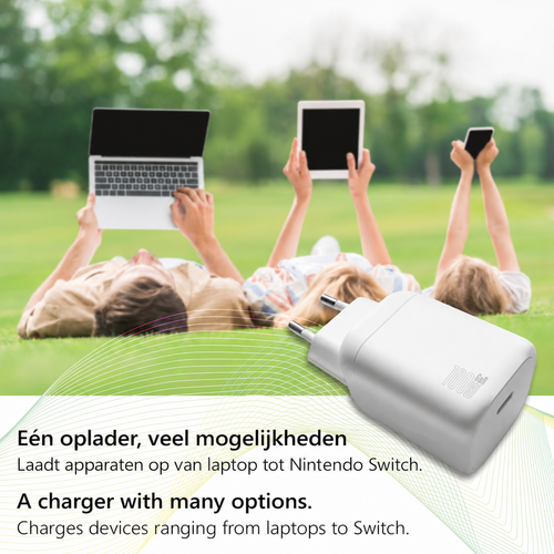 MaxTrack GaN USB-C snellader 100W – compact met Power Delivery en PPS - Wit MaxTrack GaN USB-C snellader 100W – compact met Power Delivery en PPS - Wit