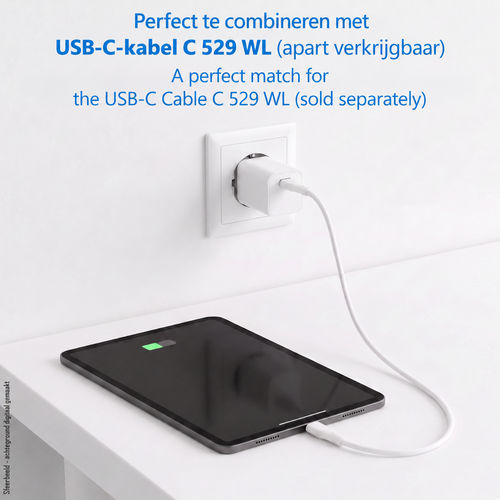 MaxTrack GaN USB-C snellader 100W – compact met Power Delivery en PPS - Wit MaxTrack GaN USB-C snellader 100W – compact met Power Delivery en PPS - Wit