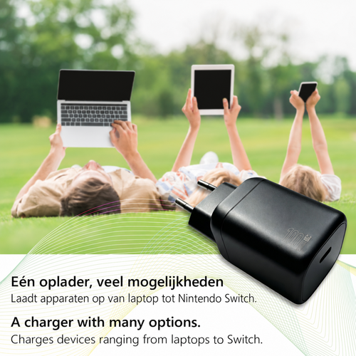 MaxTrack GaN USB-C snellader 100W – compact met Power Delivery en PPS - Zwart