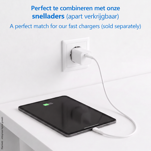 MaxTrack USB-C naar USB-C Kabel 100W met E-Marker – Soft-Touch Siliconen - Wit
