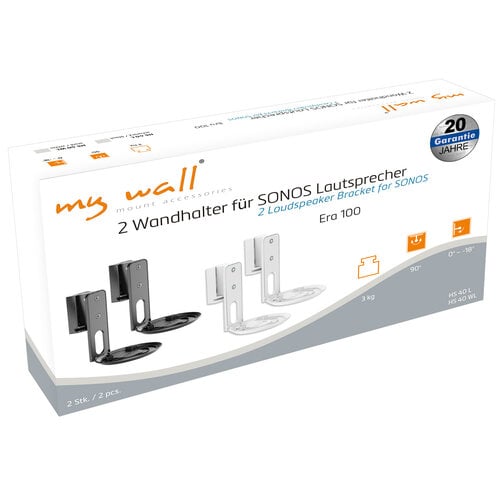 MyWall Speaker wandbeugel voor Sonos Era 100 en Era 100 SL – zwart – 2 stuks – draaibaar en kantelbaar MyWall Speaker wandbeugel voor Sonos Era 100 en Era 100 SL – zwart – 2 stuks – draaibaar en kantelbaar