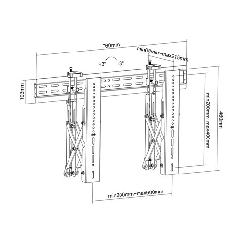 Multibrackets Videowall beugel Public Video Wall Mount Push – 40–70 inch – 40 kg – 68–215 mm wandafstand Multibrackets Videowall beugel Public Video Wall Mount Push – 40–70 inch – 40 kg – 68–215 mm wandafstand