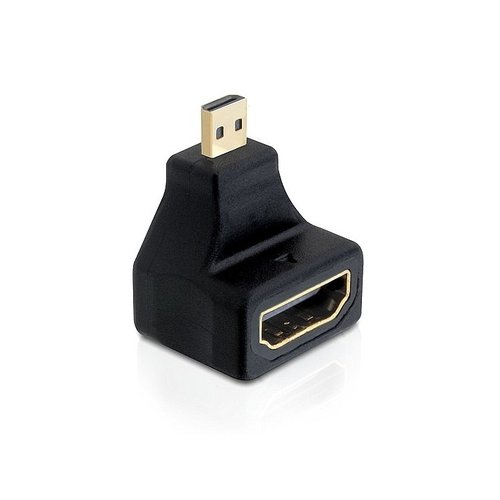 DeLock HDMI high speed met Ethernet 90° Adapter - micro HDMI D male - HDMI A female