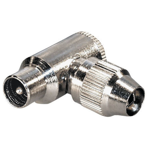 Bulk Coax (IEC) male schroef connector, nickel plated 75dB Haakse uitvoering