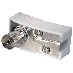 Bulk Coax (IEC) female schroef connector met witte kap (hoek)