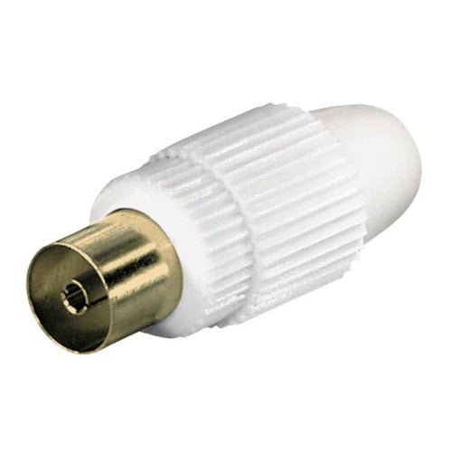 Bulk Coax (IEC) female schroef connector, gold plated 75dB rond