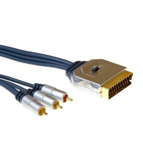 Bulk Scart - 3 RCA Gold plated met in-uit schakelaar-5.0 meter