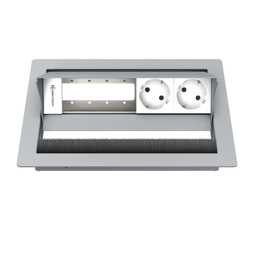 Kindermann CablePort Standard² - 2x Stroom, 2x leeg (4 halfsize modules) - Grijs (Ral 9006)