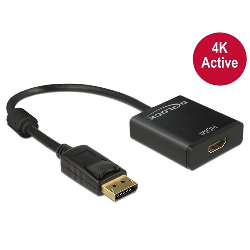 DeLock Actieve DisplayPort 1.2 - HDMI adapterkabel (4K Ultra HD)-Zwart