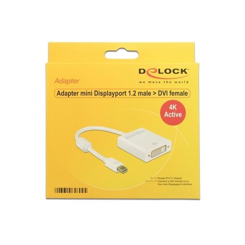 DeLock Actieve mini DisplayPort 1.2 male - DVI female adapter (4K)-Wit