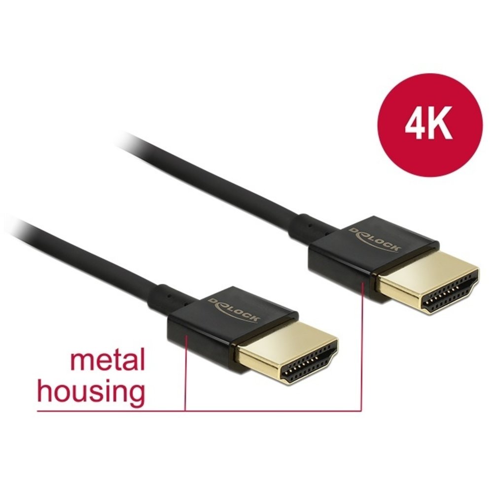 DeLock HDMI High Speed met Slim Premium (Versie 2.0, 3D en 4K) - Kabels en Meer