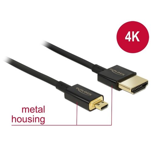 DeLock Slim HDMI A - HDMI D kabel (4K, HDMI v2.0)-2.0 meter