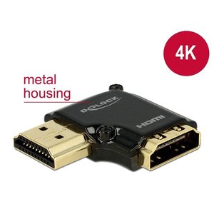 DeLock HDMI female - HDMI male 90° (linkse hoek) adapter 4K