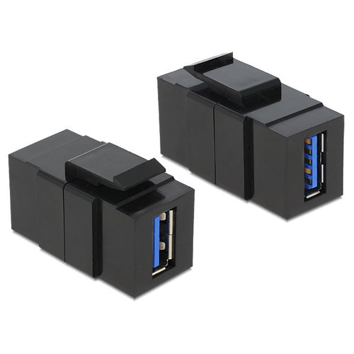 DeLock Keystone module USB 3.0 - USB A female - USB A female -Zwart