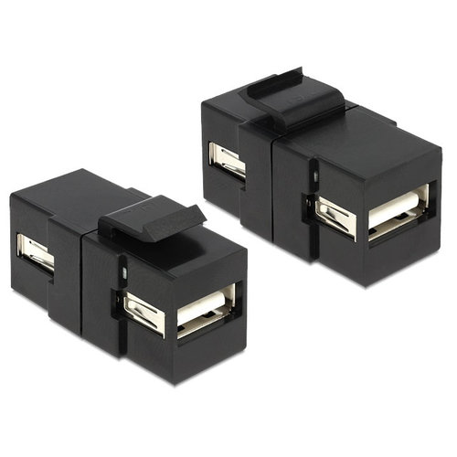 DeLock Keystone module USB 2.0 - USB A female - USB A female-Zwart