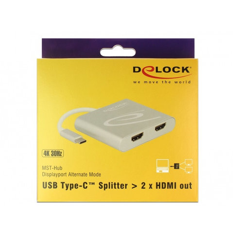 DeLock USB-Type-C™ - 2x HDMI Splitter (DP Alt Mode)