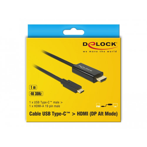 DeLock Kabel USB Type-C™ - HDMI (DP Alt Mode) 4K 30 Hz -1.0 meter