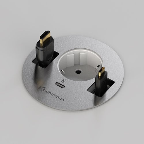 Kindermann CablePort table³ - Roestvrijstraal (220V en USB-C Lader)