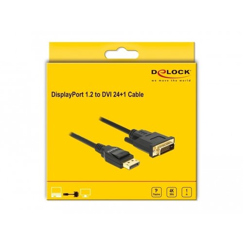 DeLock DisplayPort 1.2 male > DVI 24+1 male passive 4K 30 Hz - 1 meter