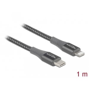 DeLock USB C - Lightning kabel 1.0 meter Grijs