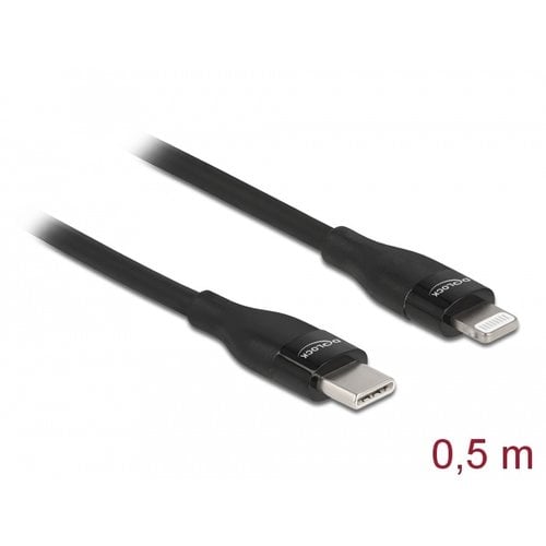 DeLock USB C - Lightning kabel 0.5 meter Zwart