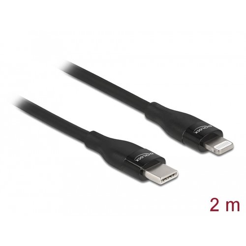 DeLock Data -en Oplaadkabel USB Type-C™ - Lightning™ voor iPhone™, iPad™ en iPod™ 2.0 meter - Zwart
