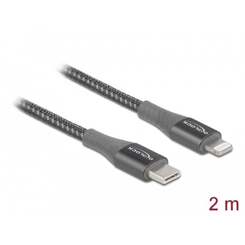 DeLock USB C - Lightning kabel 2.0 meter Grijs