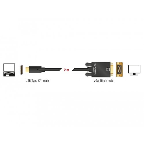 DeLock USB Type-C™ Male - VGA Male (DP Alt Mode) 2.0 meter