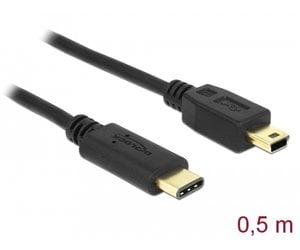wenkbrauw tunnel maat USB Type C male - Mini USB B male kabel - 0.5 meter - Kabels en Meer