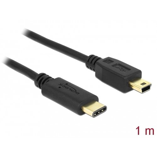 DeLock USB C - Mini USB B kabel - 1.0 meter DeLock USB C - Mini USB B kabel - 1.0 meter