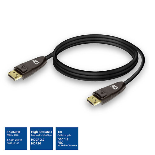 ACT Displayport kabel - 1.0 meter (v1.4, 8K)