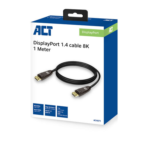 ACT Displayport kabel - 1.0 meter (v1.4, 8K)