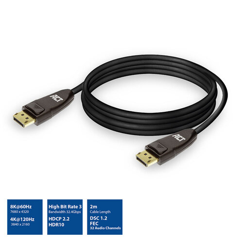 ACT Displayport kabel - 2.0 meter (v1.4, 8K)