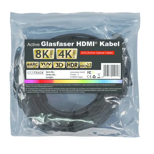 MaxTrack Actieve HDMI Ultra High Speed Glasvezel kabel - 10 meter