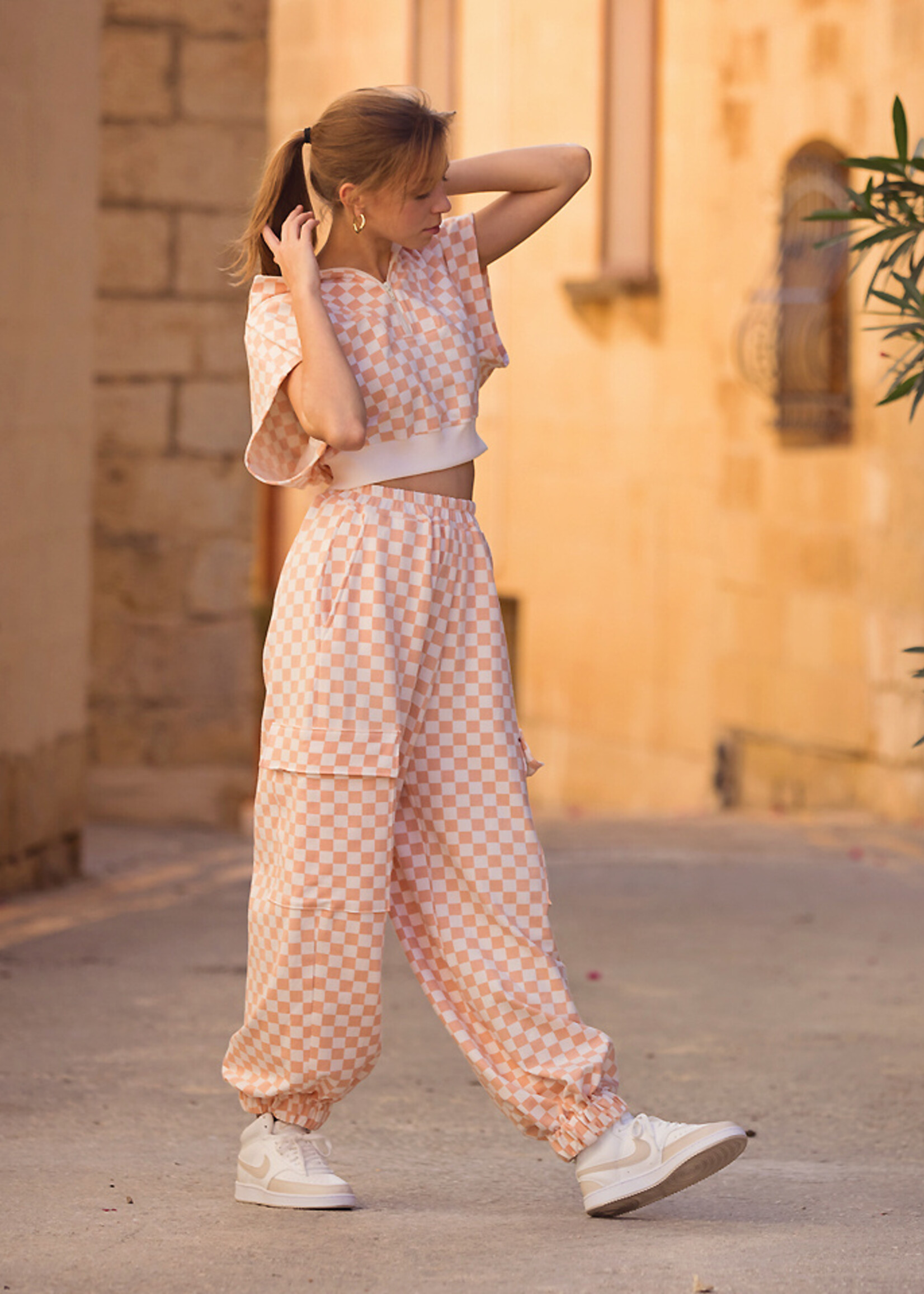 See You At Six checkers perzik french terry