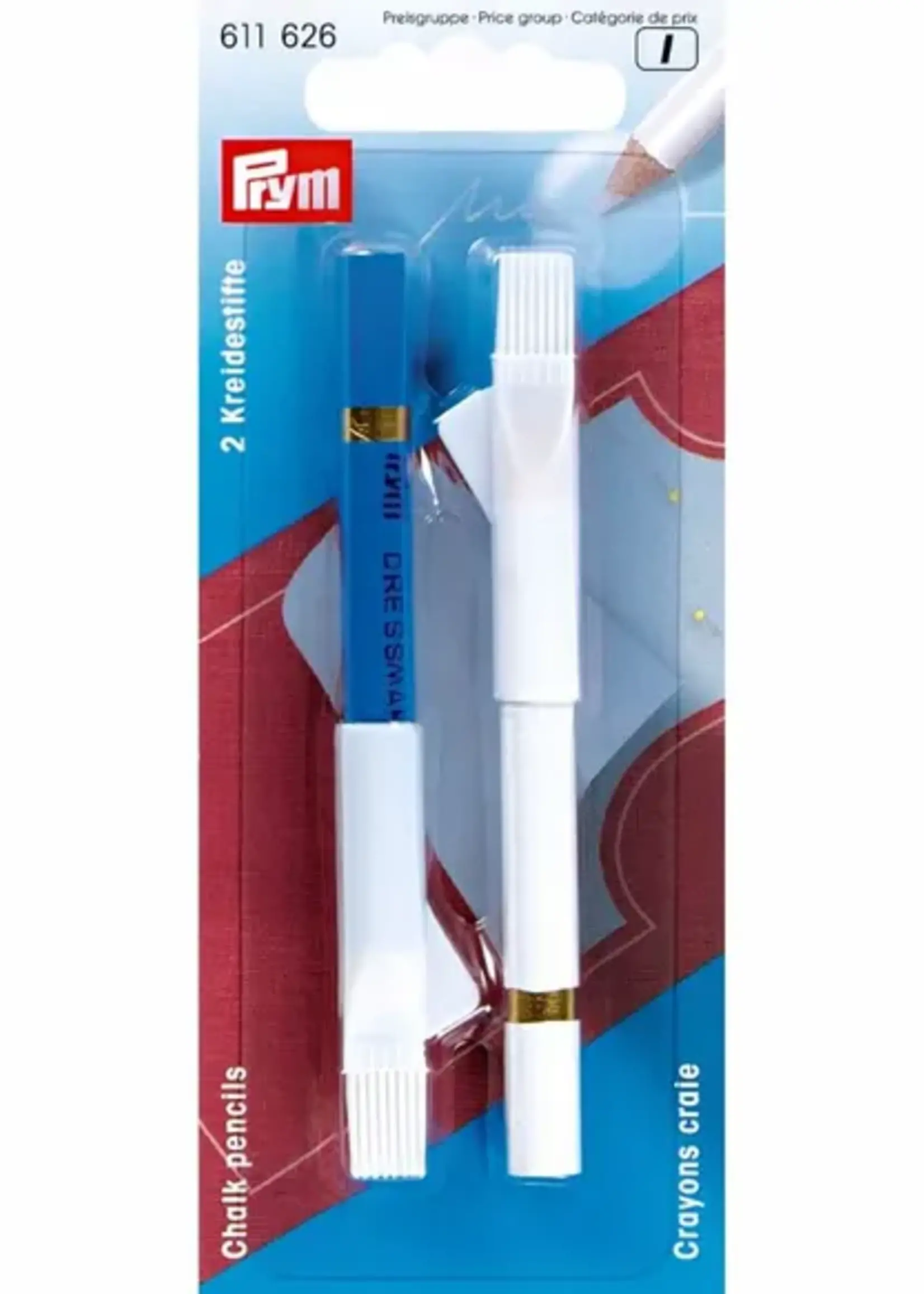 Prym krijtpotloden met borstel blauw wit