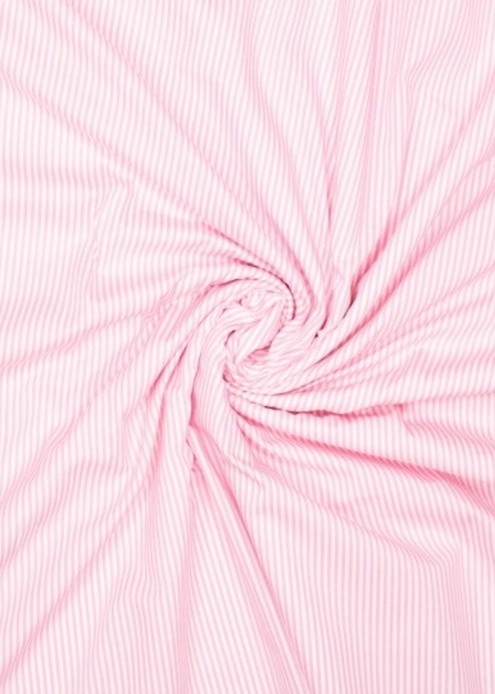 Katoen fijne streep roze