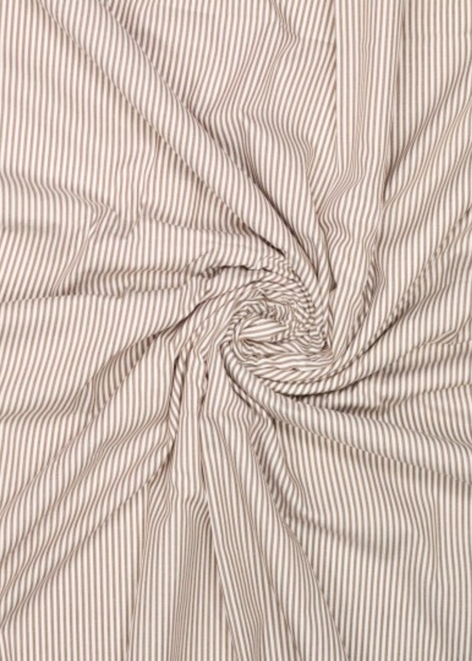 Katoen fijne streep beige