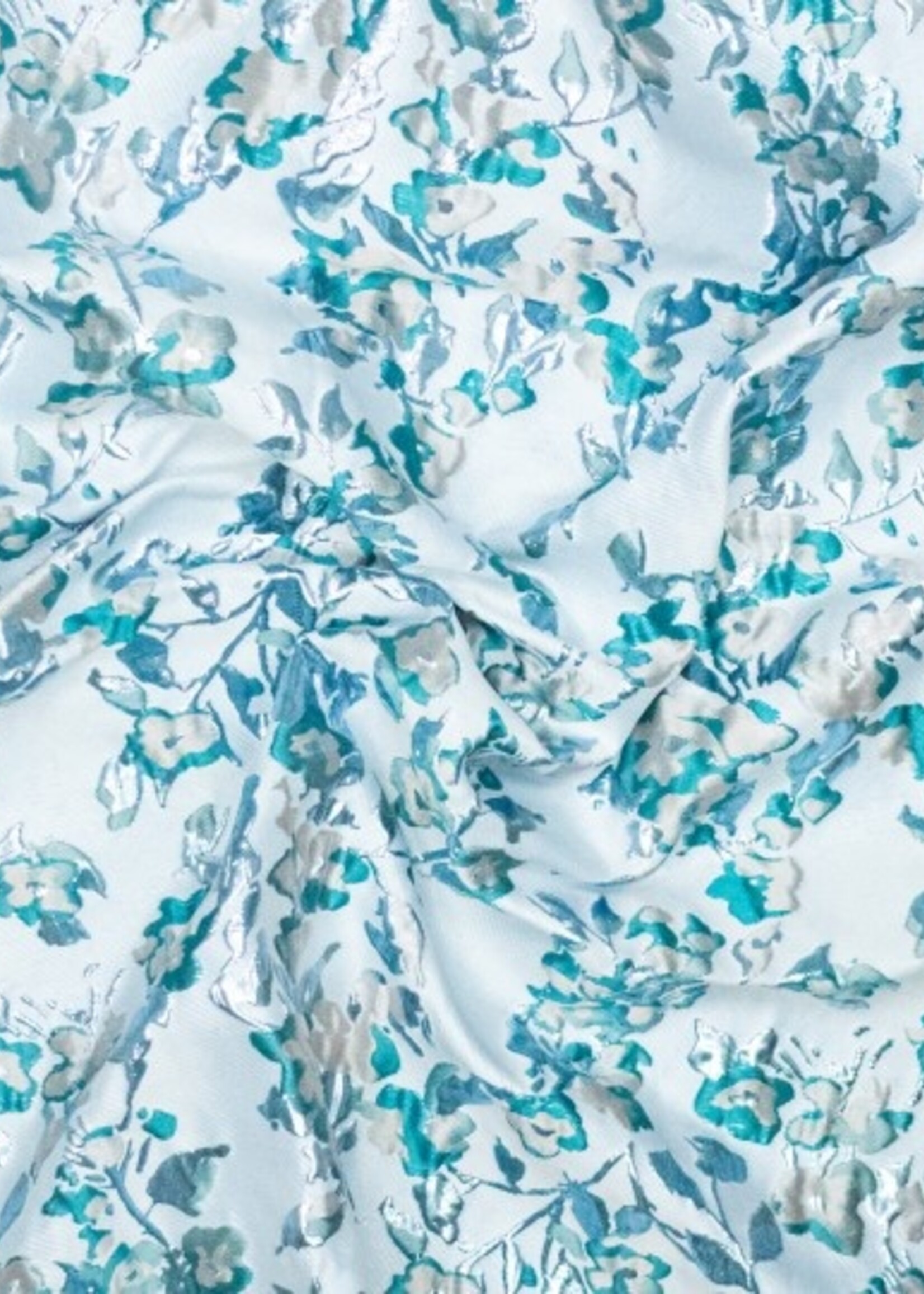 Jacquard flowers blauw