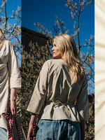 katoen streep beige wit