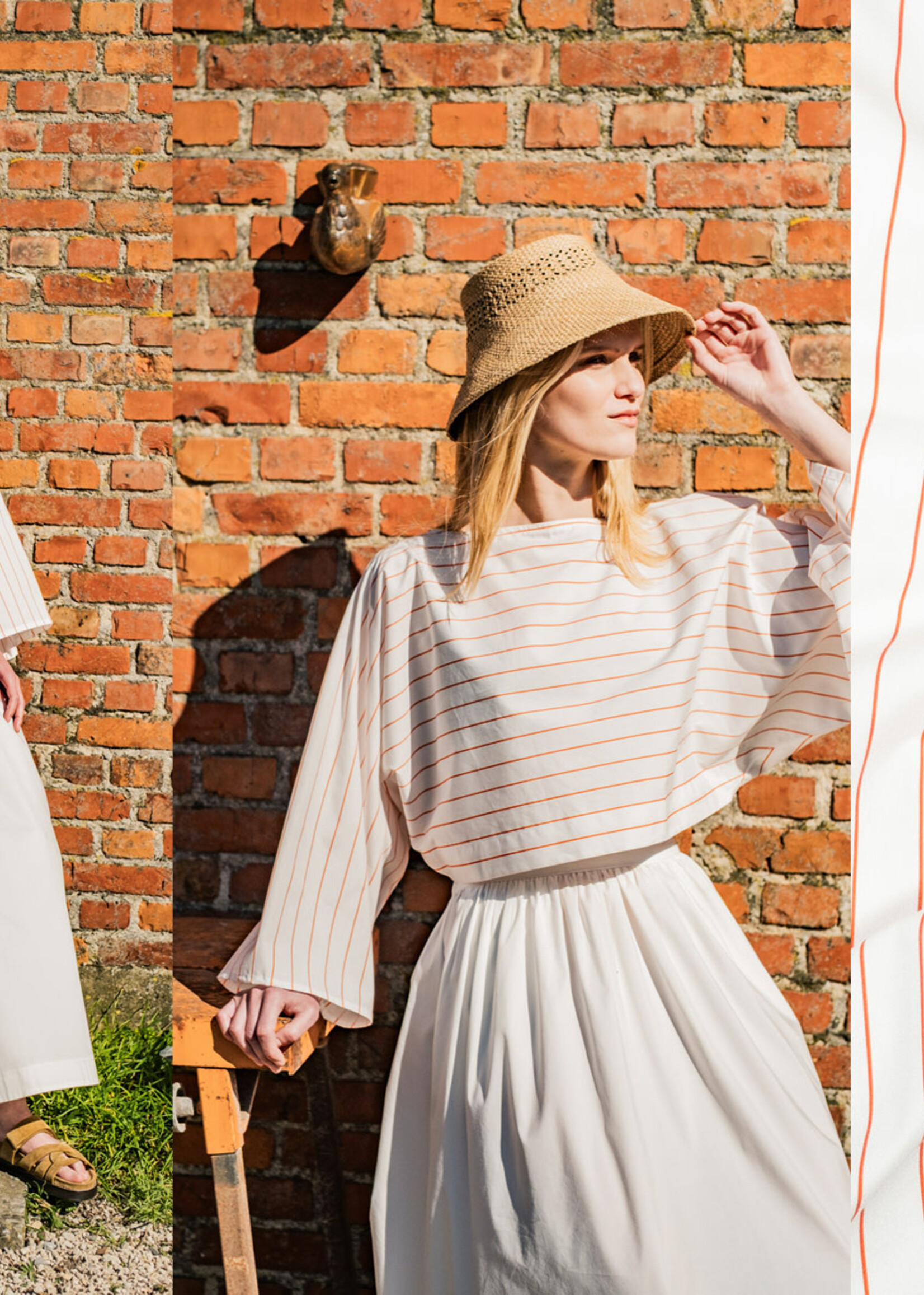 katoen streep wit oranje