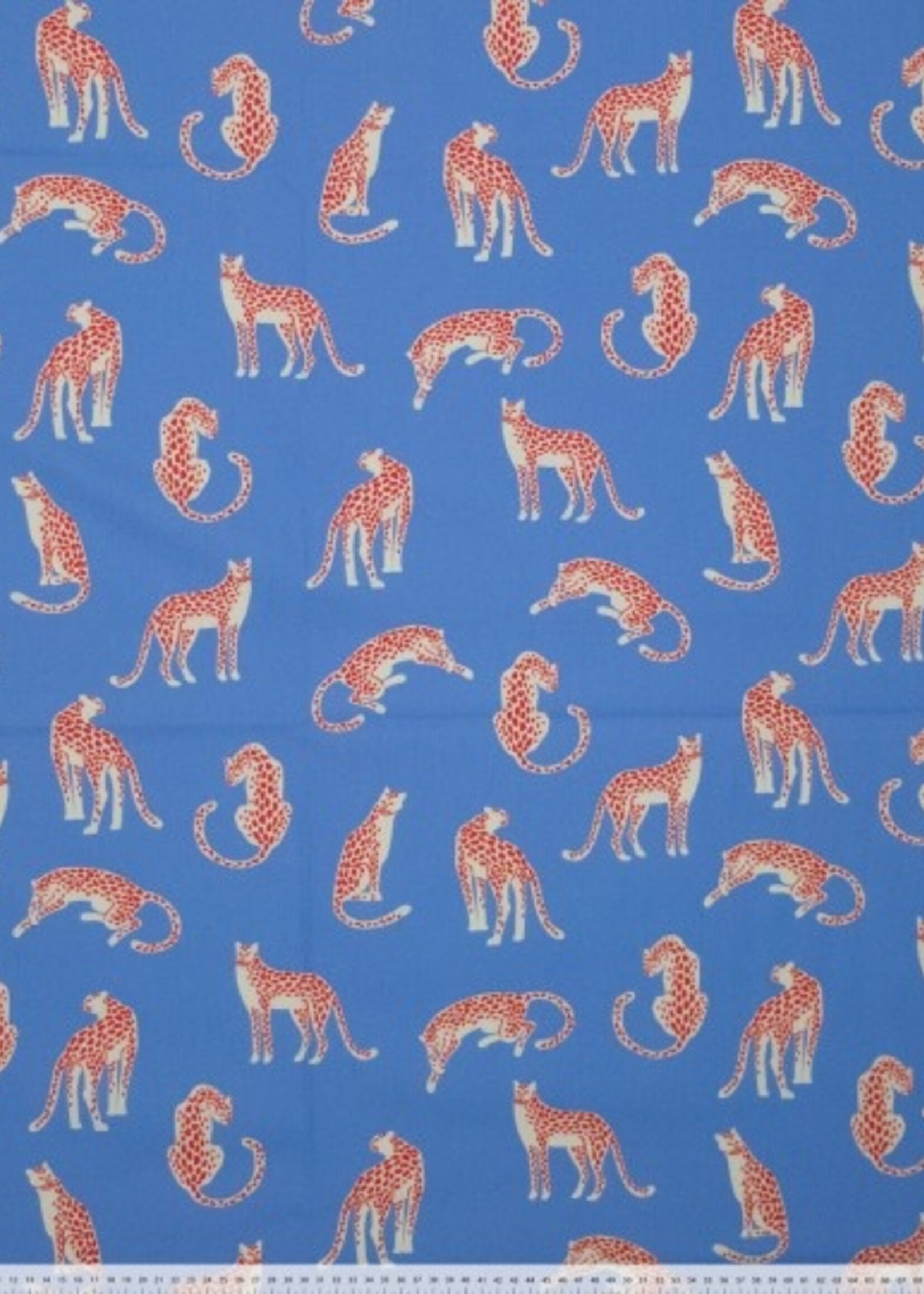 poplin leopard blauw