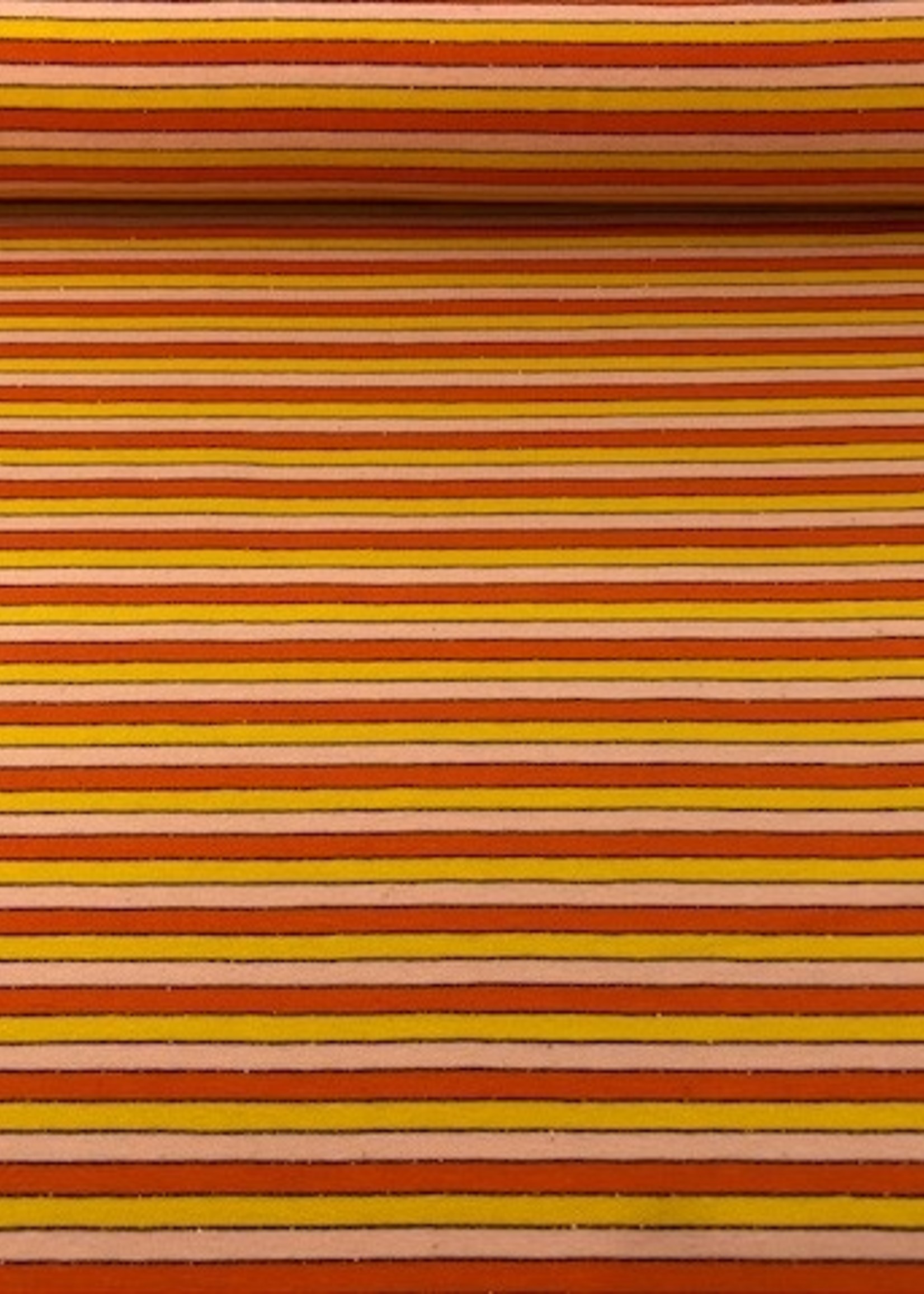 Stof Tricot - Stripes - Orange Lurex