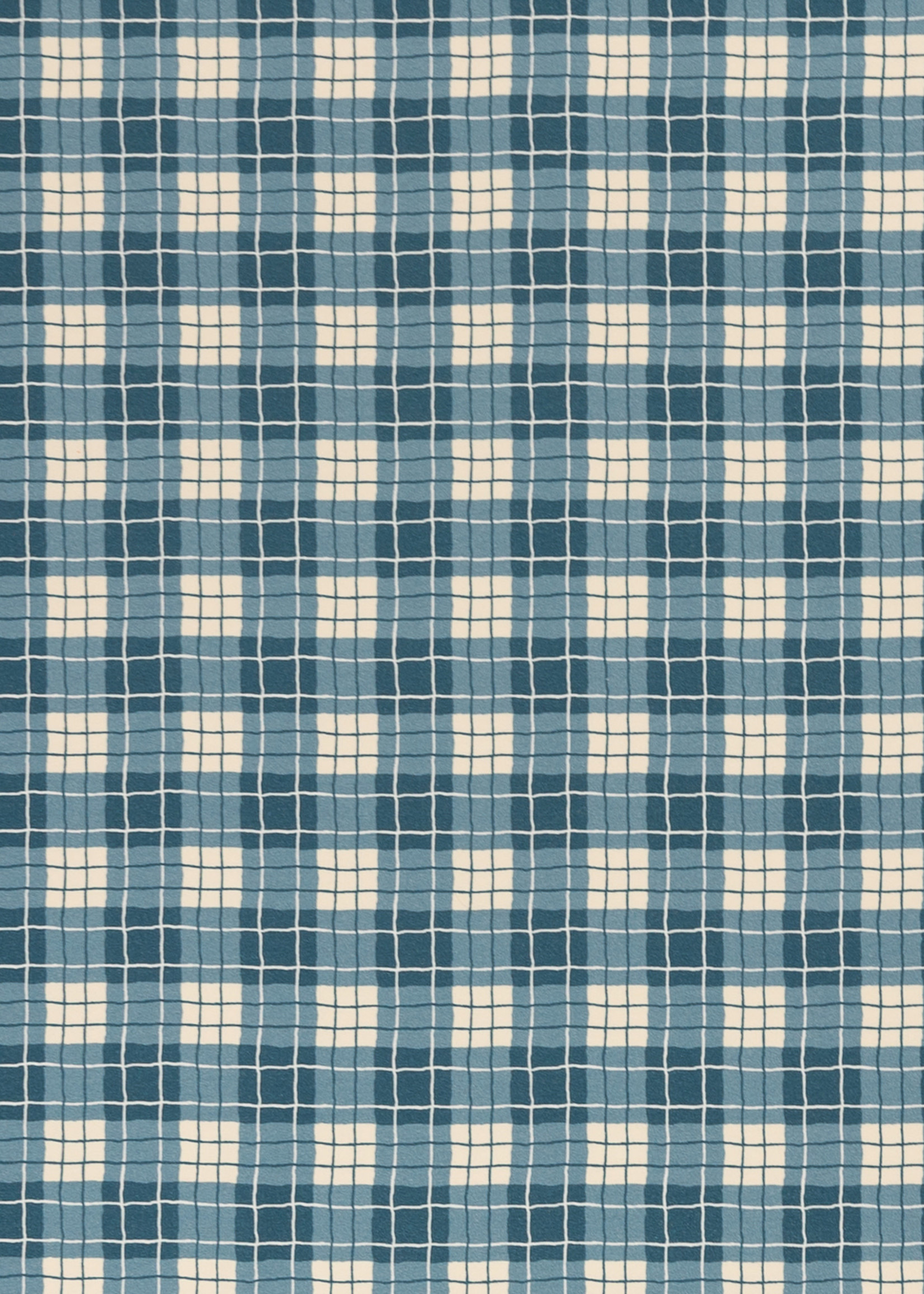 * Stof French Terry - Checks - Big & Blue