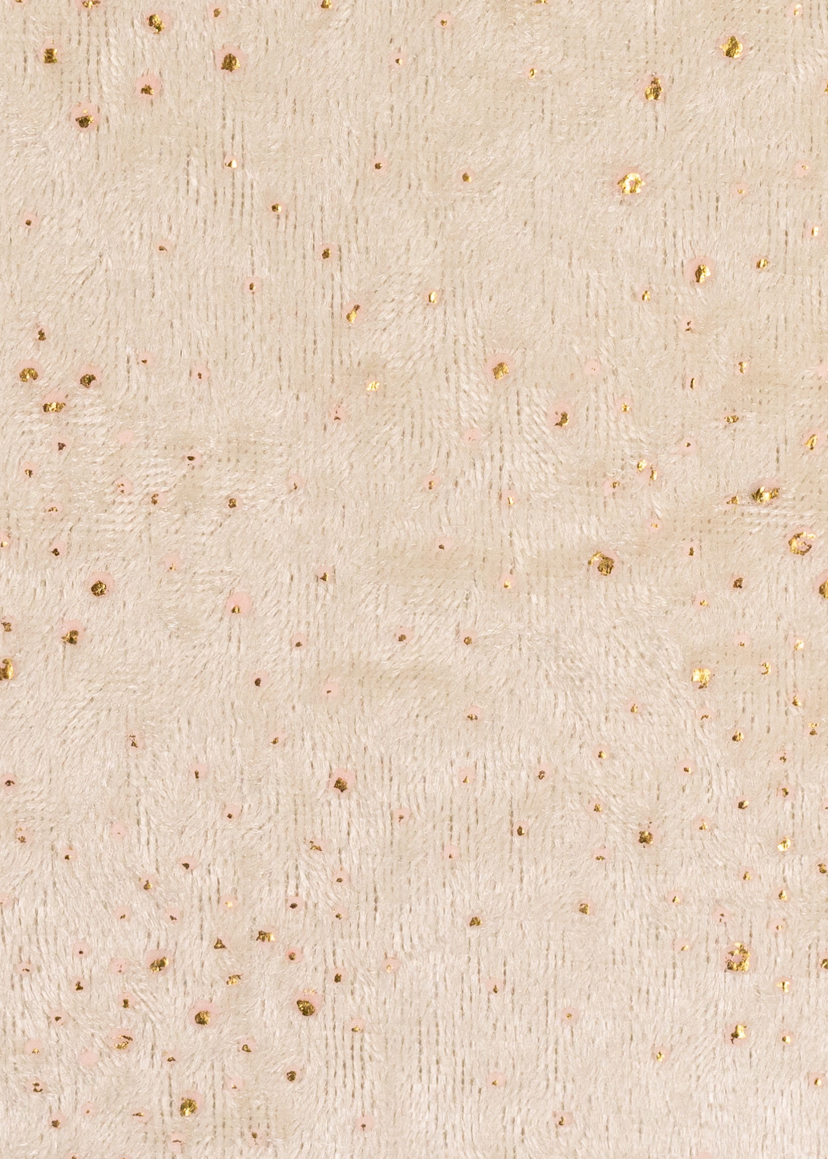 * Stof Rekbare Velours - Fidenza - Off White & Golden Dots