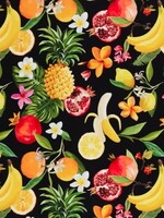 * Stof Canvas - Fruit - Zwart