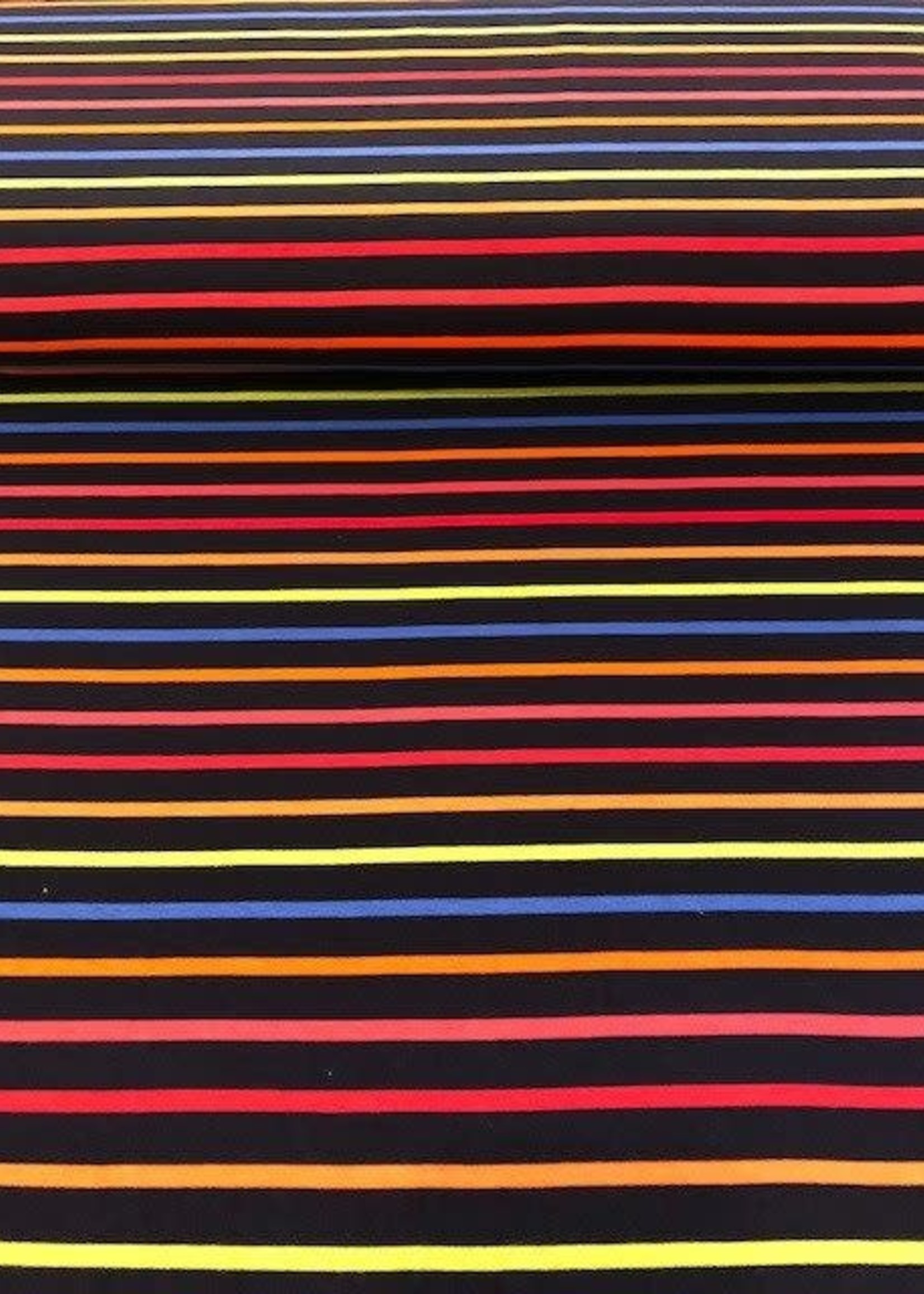 * Stof Viscose Tricot - Stripes on Black