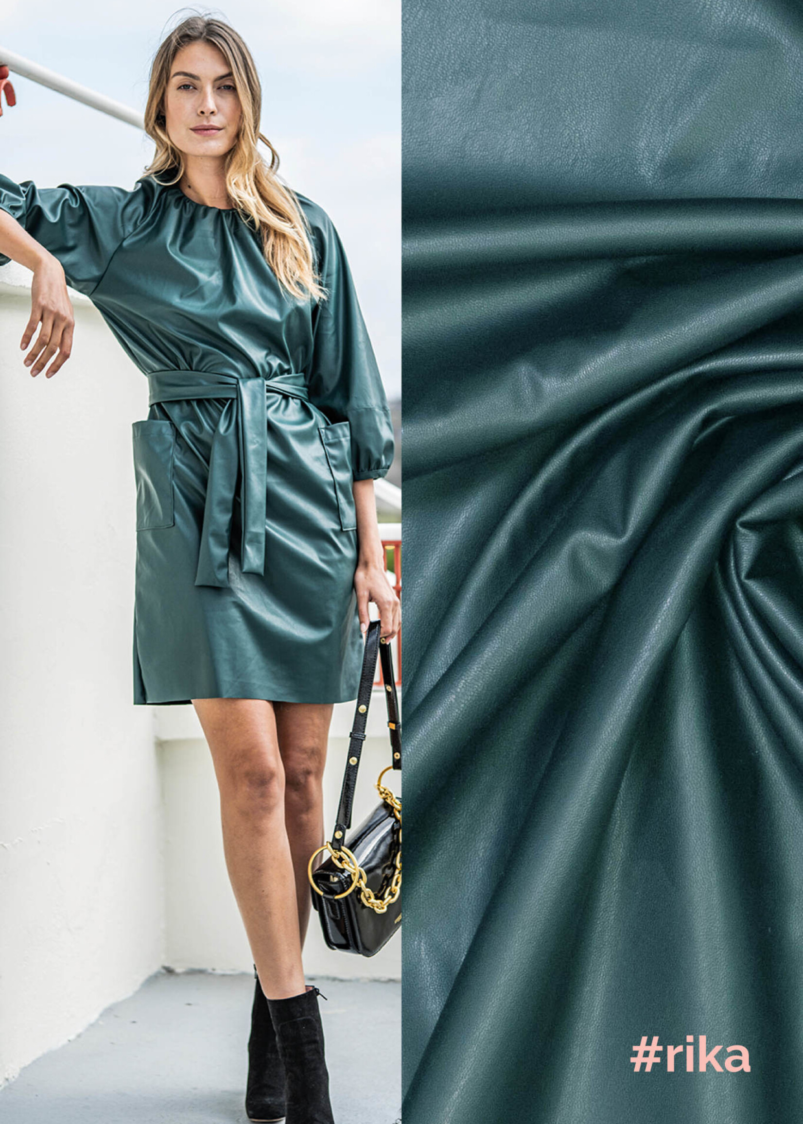 Fibre Mood Stof Faux Leather / Kunstleder - Fibre Mood - RIKA - Botanical Green