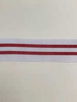 Elastiek 40 mm - Wit Streep Rood