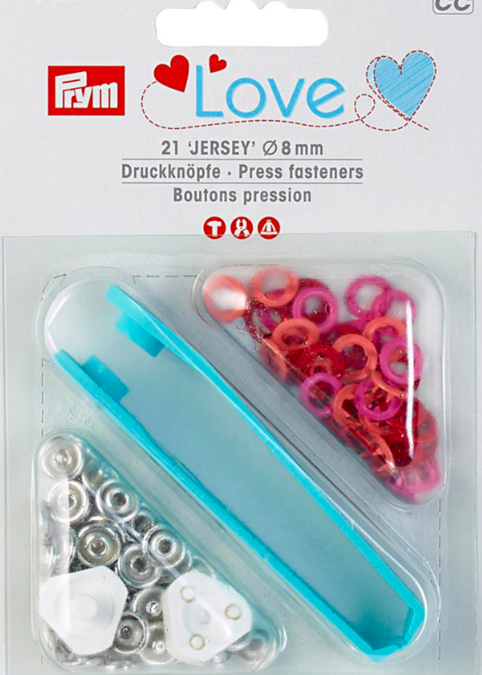 Prym Vernietbare Drukknopen Jersey - 8mm - Mix rood